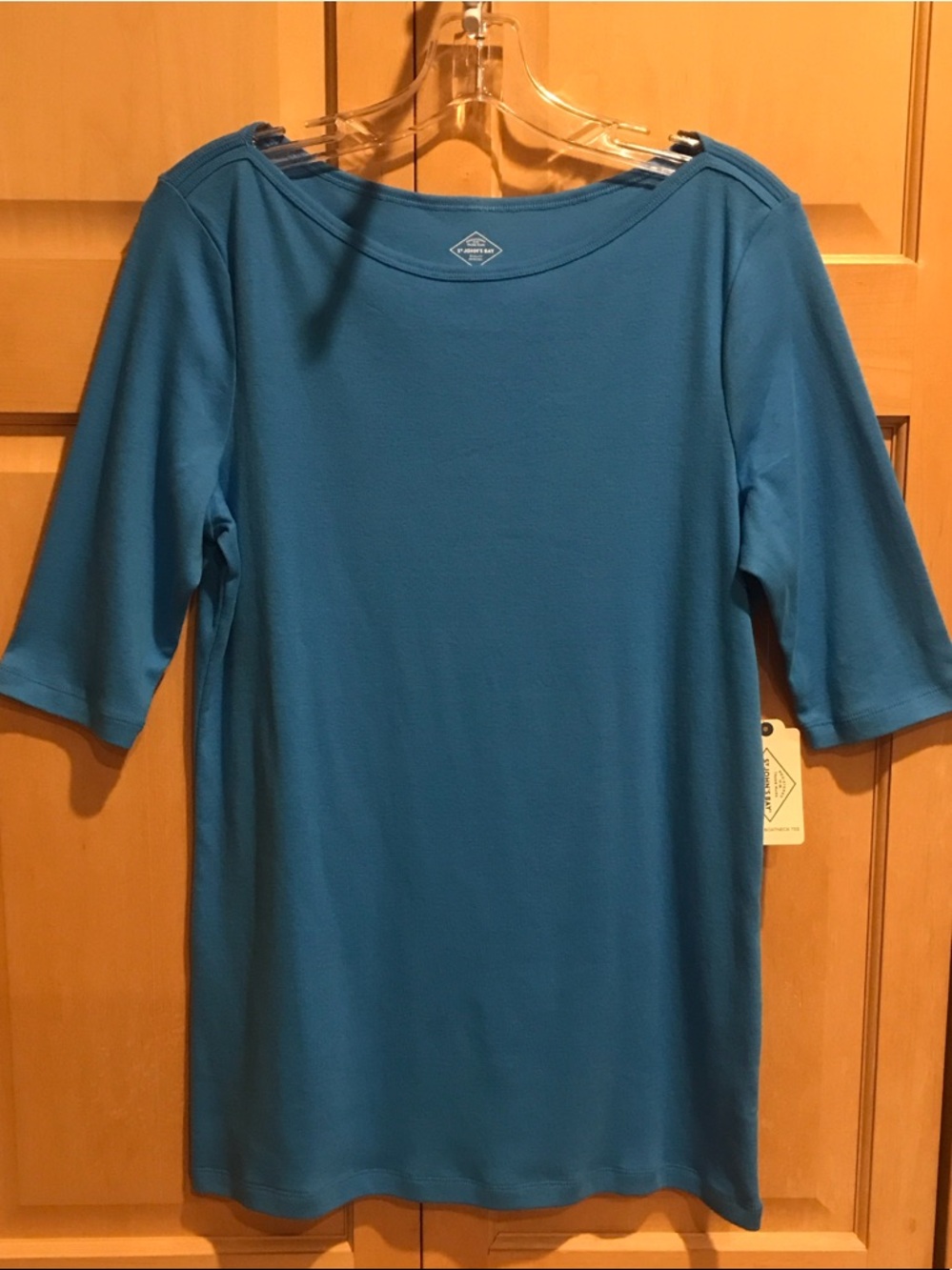 New St.John’s Bay Blue Boatneck Elbow-Sleeve Top